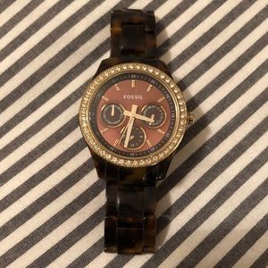 Tortoise Shell Gold Fossil Watch
